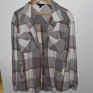 Plaid Button-Up Shirt Jacket